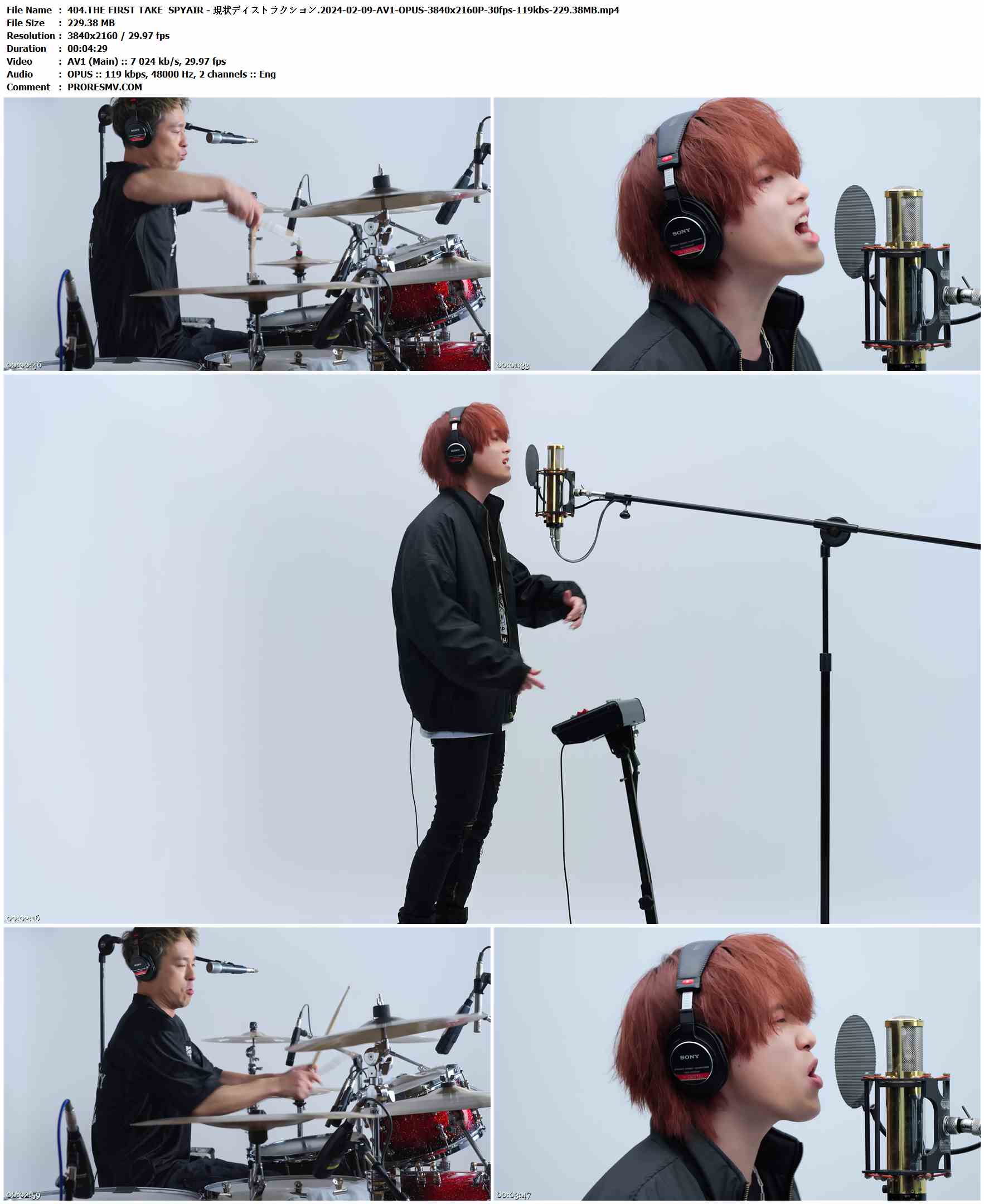 404.THE FIRST TAKE SPYAIR - 現状ディストラクション.2024-02-09-AV1-OPUS-3840x2160P-30fps-119kbs-229.38MB官方MV_高清MV